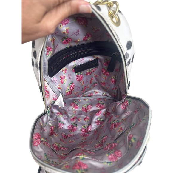 Betsey Johnson Cute Panda Print Backpack With Chain Accent Black & White - Picture 10 of 16